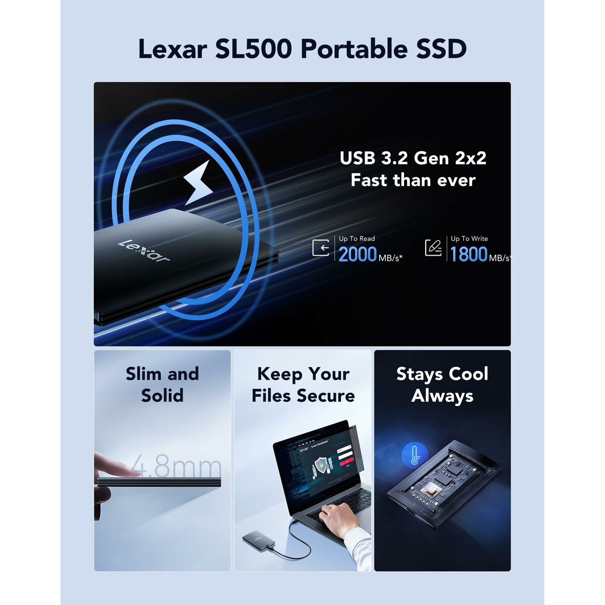 Hard disk Extern Lexar LSL500X001T-RNBNG 1 TB SSD 2,5"